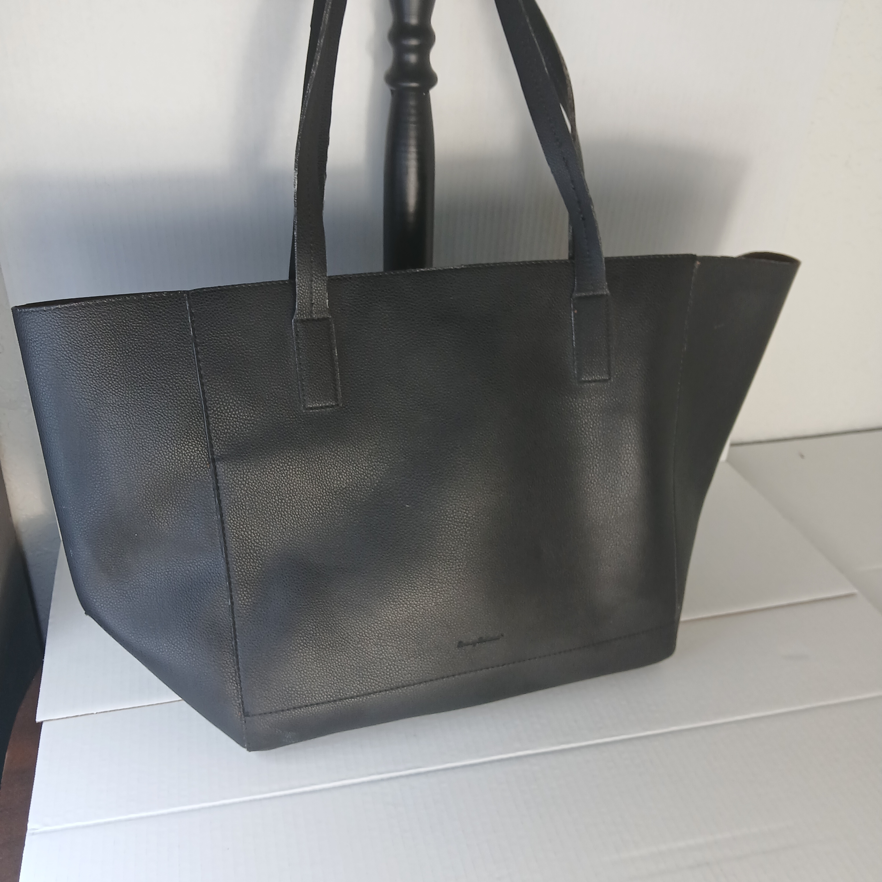 Tommy Bahama Black Leather Tote Bag Brown Inside